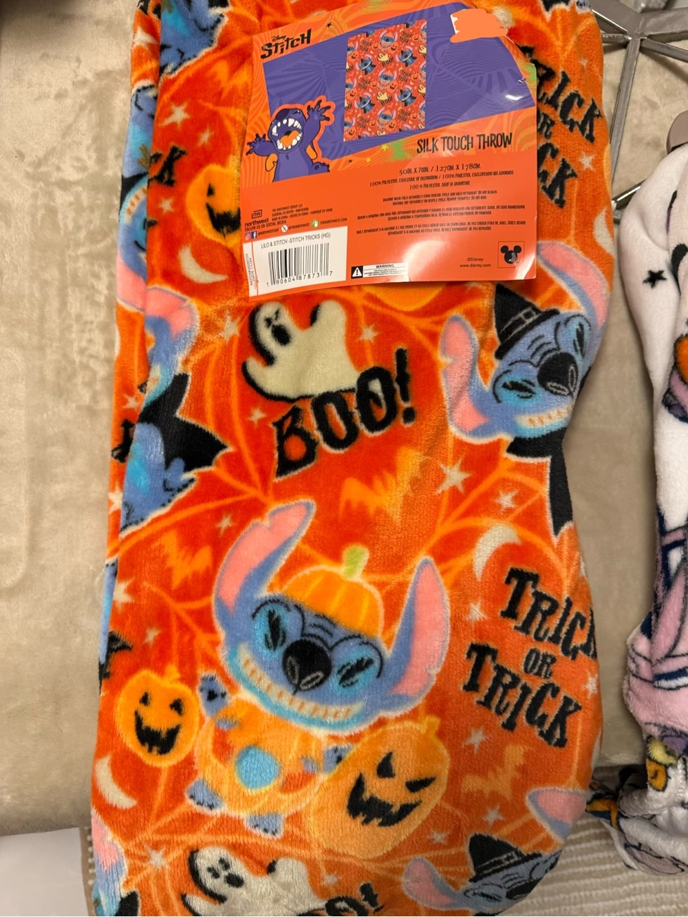Disney Stitch Halloween Silky Touch Throw Blanket - Orange